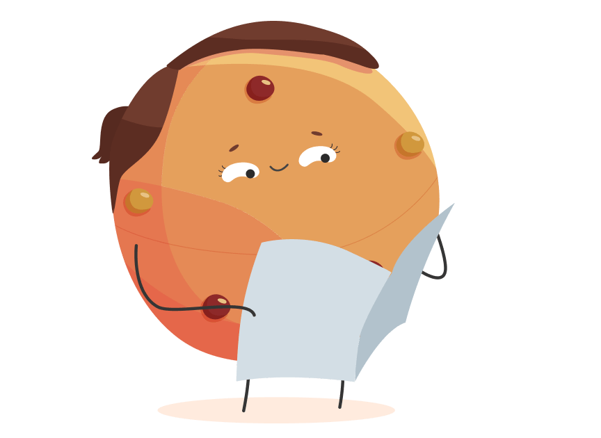Image of a cookie character reading a paper