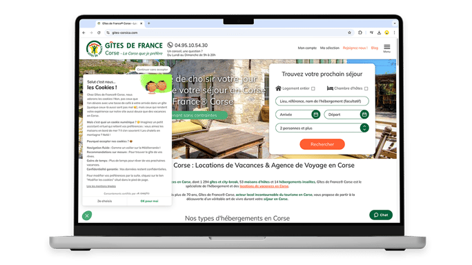 Module de consentement personnalisé pour Gîtes de France Corse