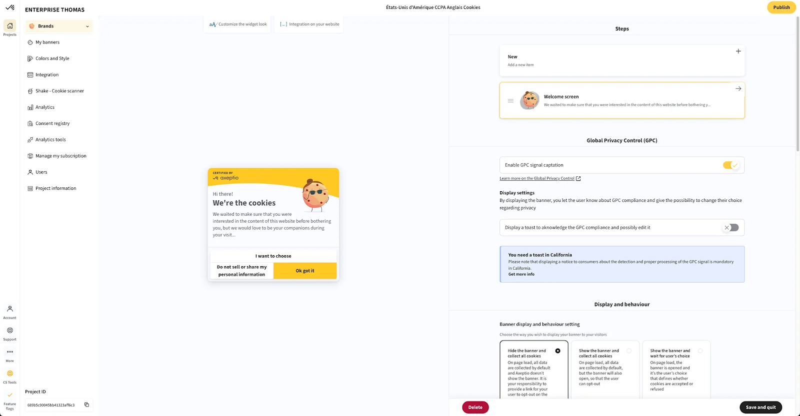 Back office Axeptio GPC