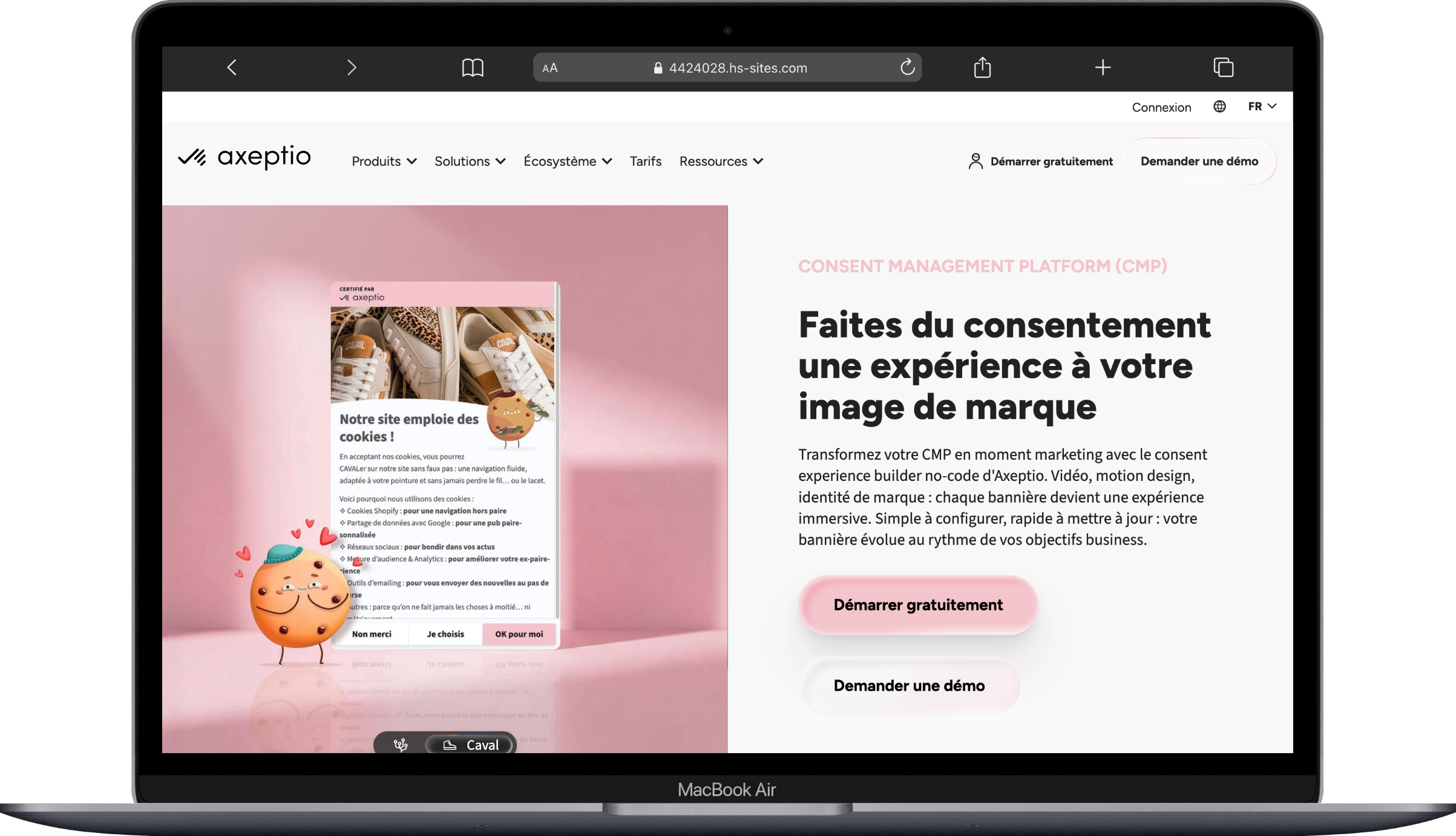 Caval sur le site Axeptio