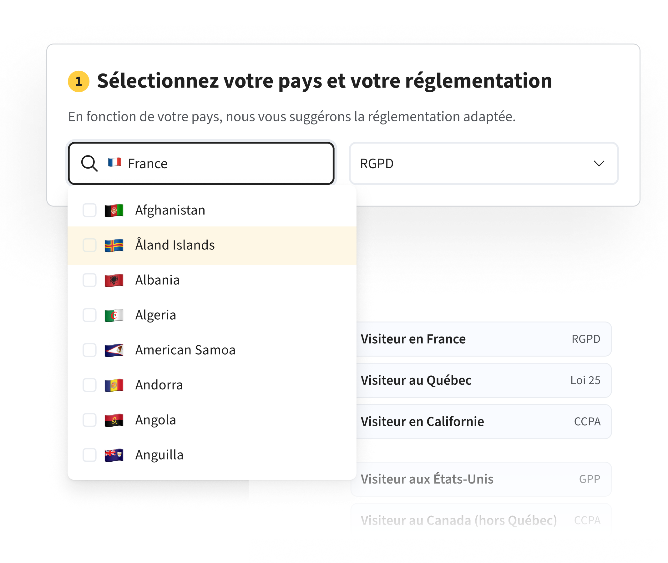 CMP: le choix de pays / langue