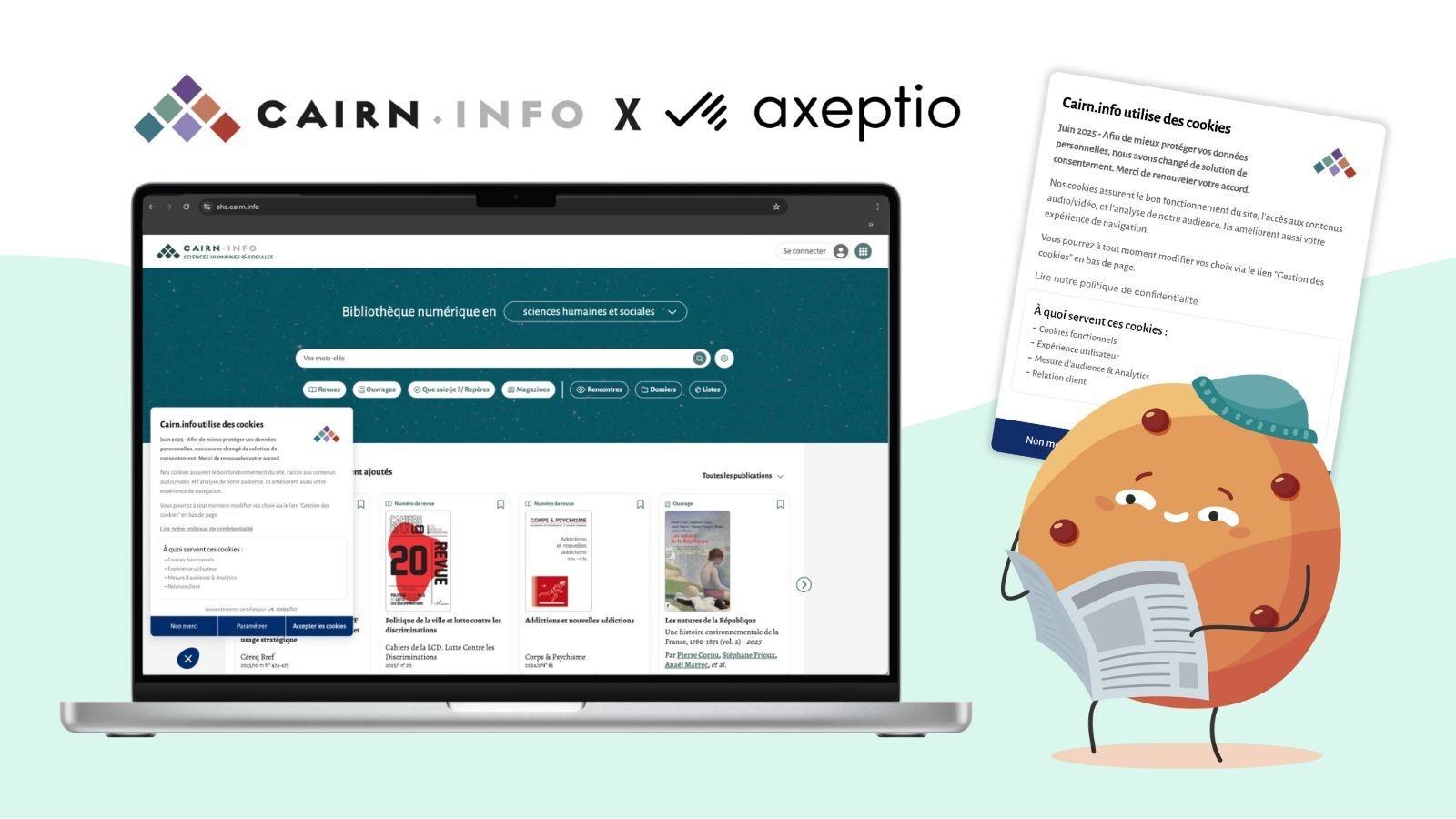 Cairn.info pilote le consentement de 1,2 million d’utilisateurs à l’échelle internationale avec Axeptio